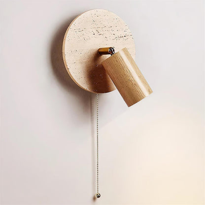Wandlamp Scandinavisch met Draaibare Spot en Ronde Travertijn Achterplaat