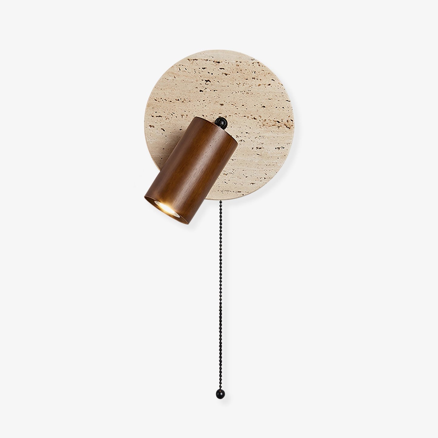 Wandlamp Scandinavisch met Draaibare Spot en Ronde Travertijn Achterplaat