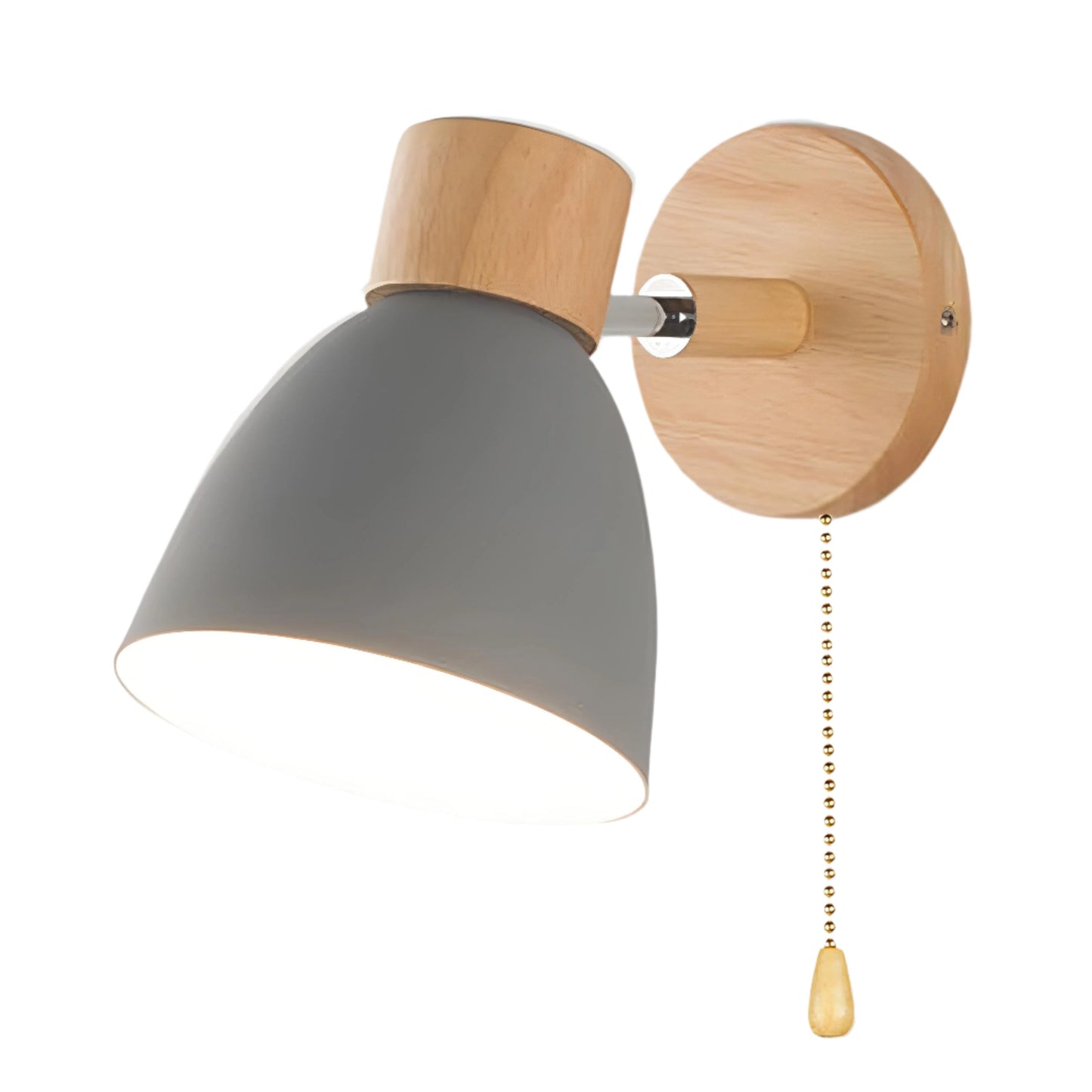 Wandlamp Scandinavisch met Houten Fitting en Trekkoordje