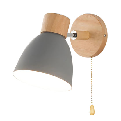 Wandlamp Scandinavisch met Houten Fitting en Trekkoordje