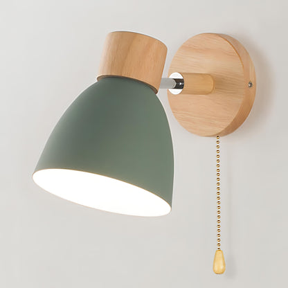 Wandlamp Scandinavisch met Houten Fitting en Trekkoordje