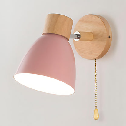 Wandlamp Scandinavisch met Houten Fitting en Trekkoordje