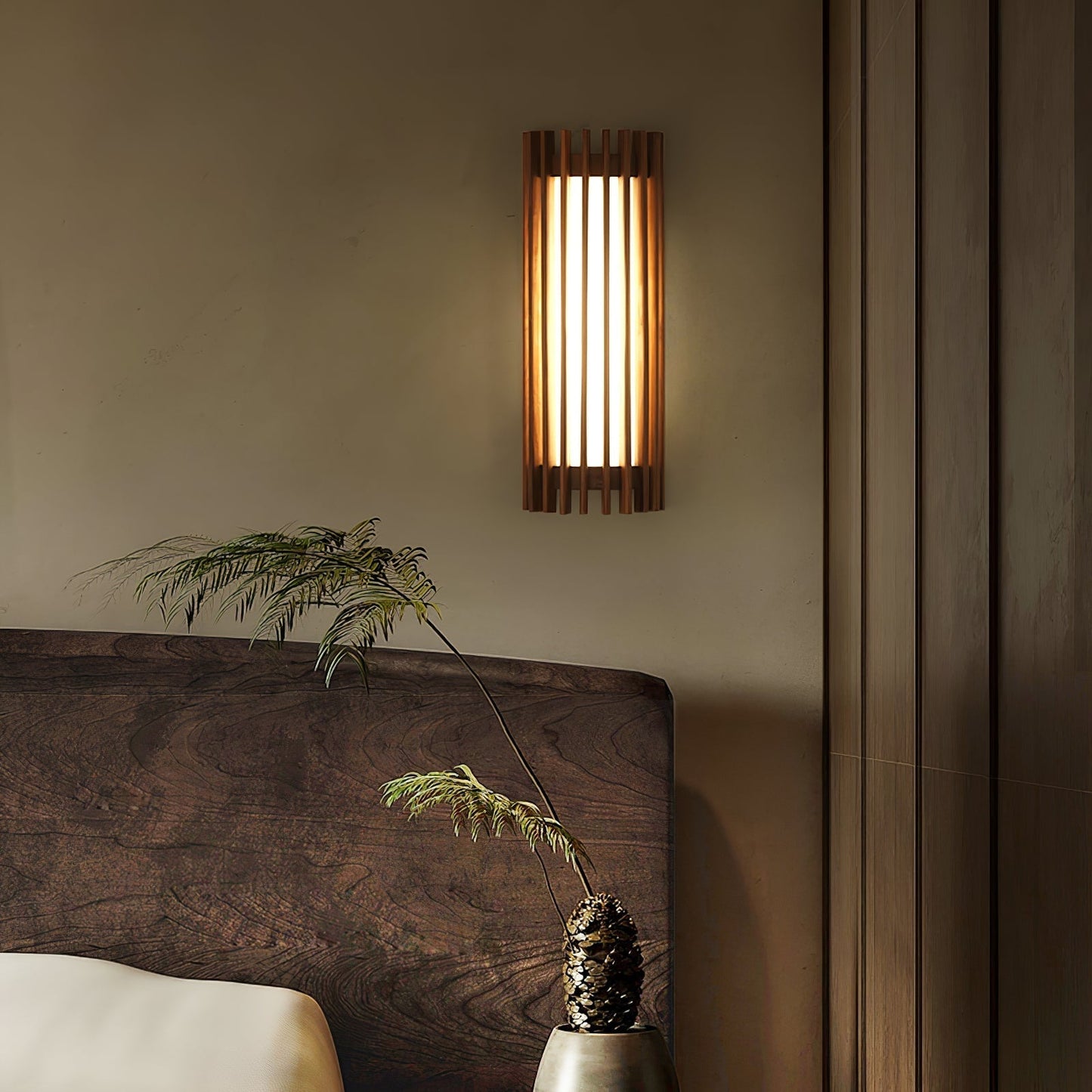 Wandlamp Scandinavisch met Houten Lamellen en Ingebouwde LED
