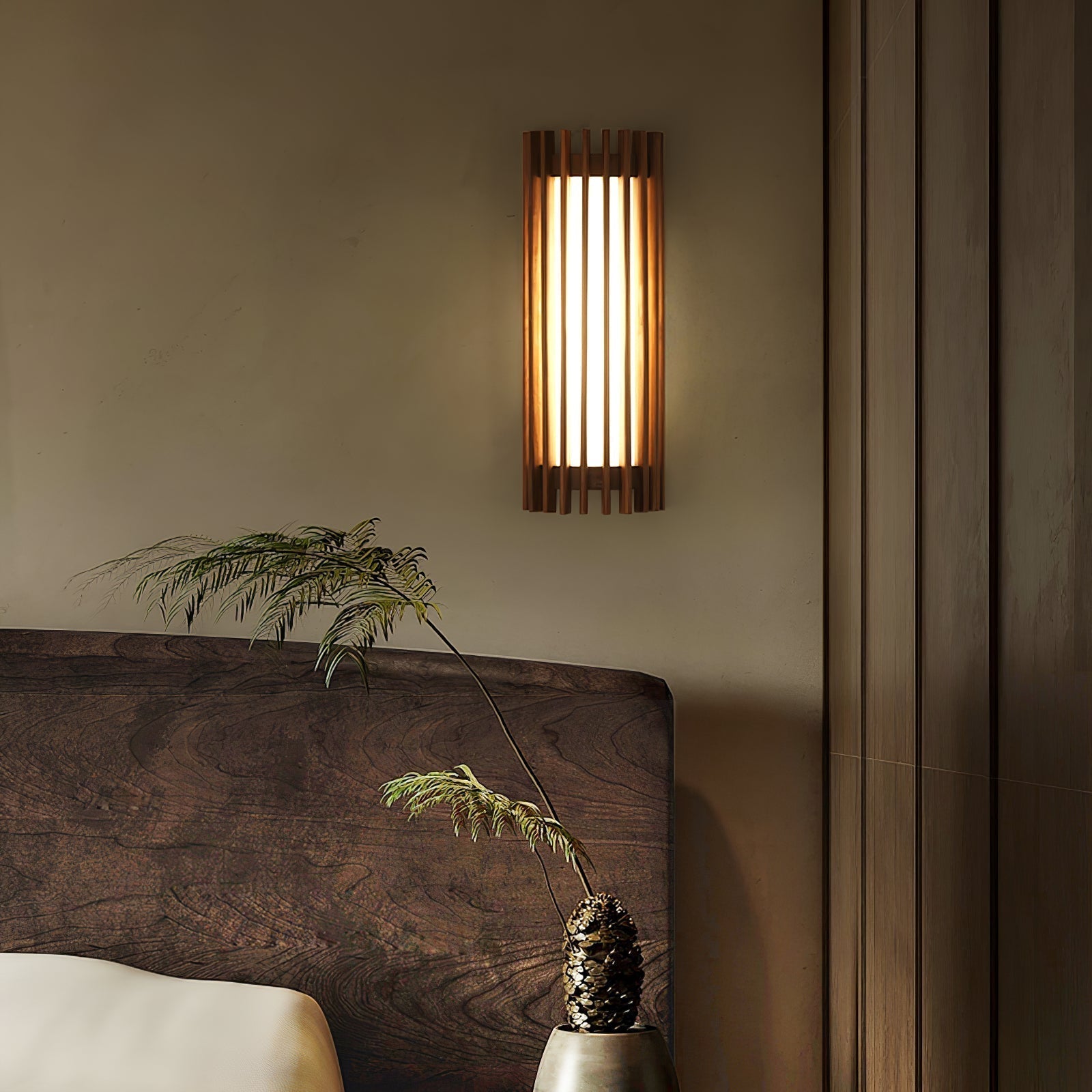 Wandlamp Scandinavisch met Houten Lamellen en Ingebouwde LED