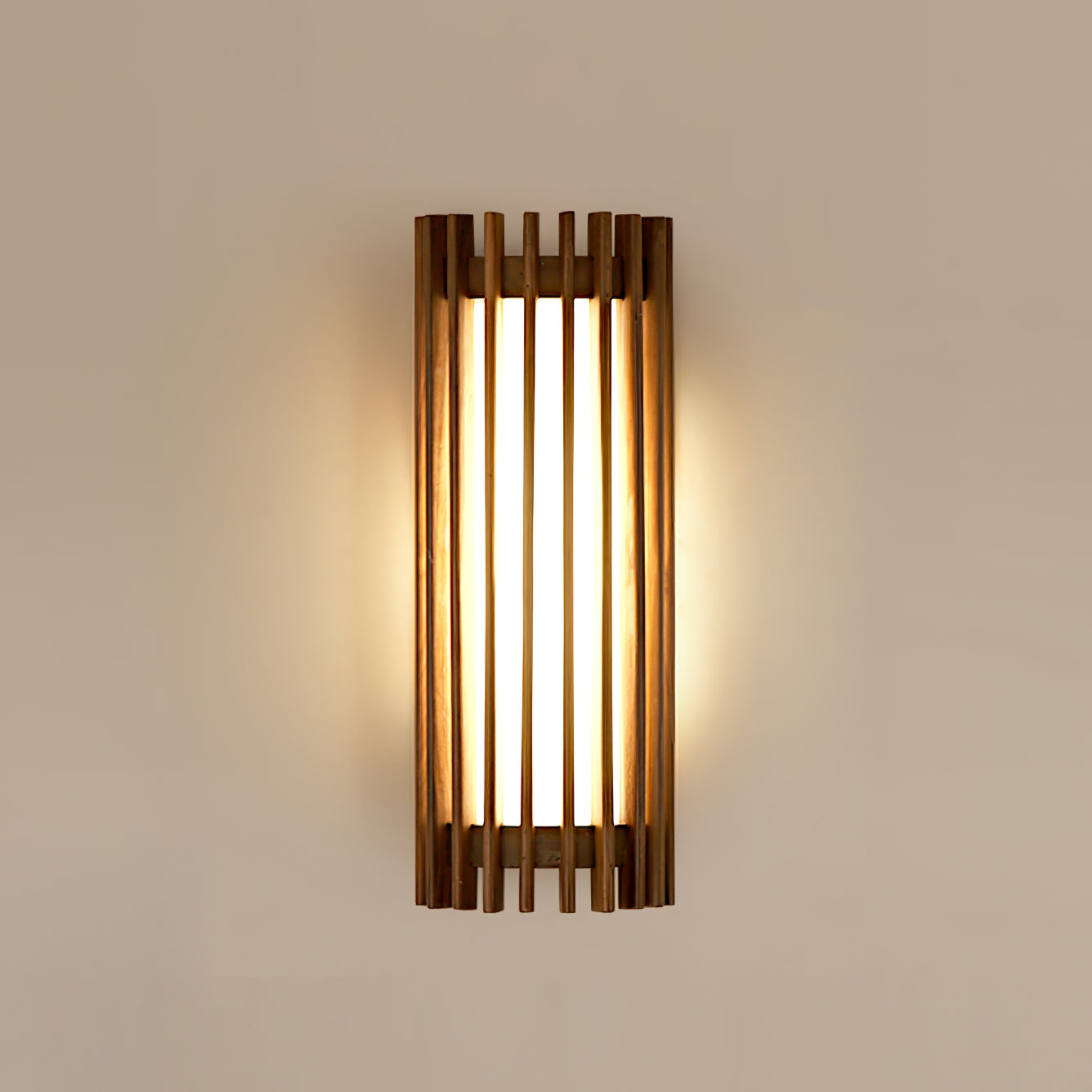 Wandlamp Scandinavisch met Houten Lamellen en Ingebouwde LED ##POS:7##