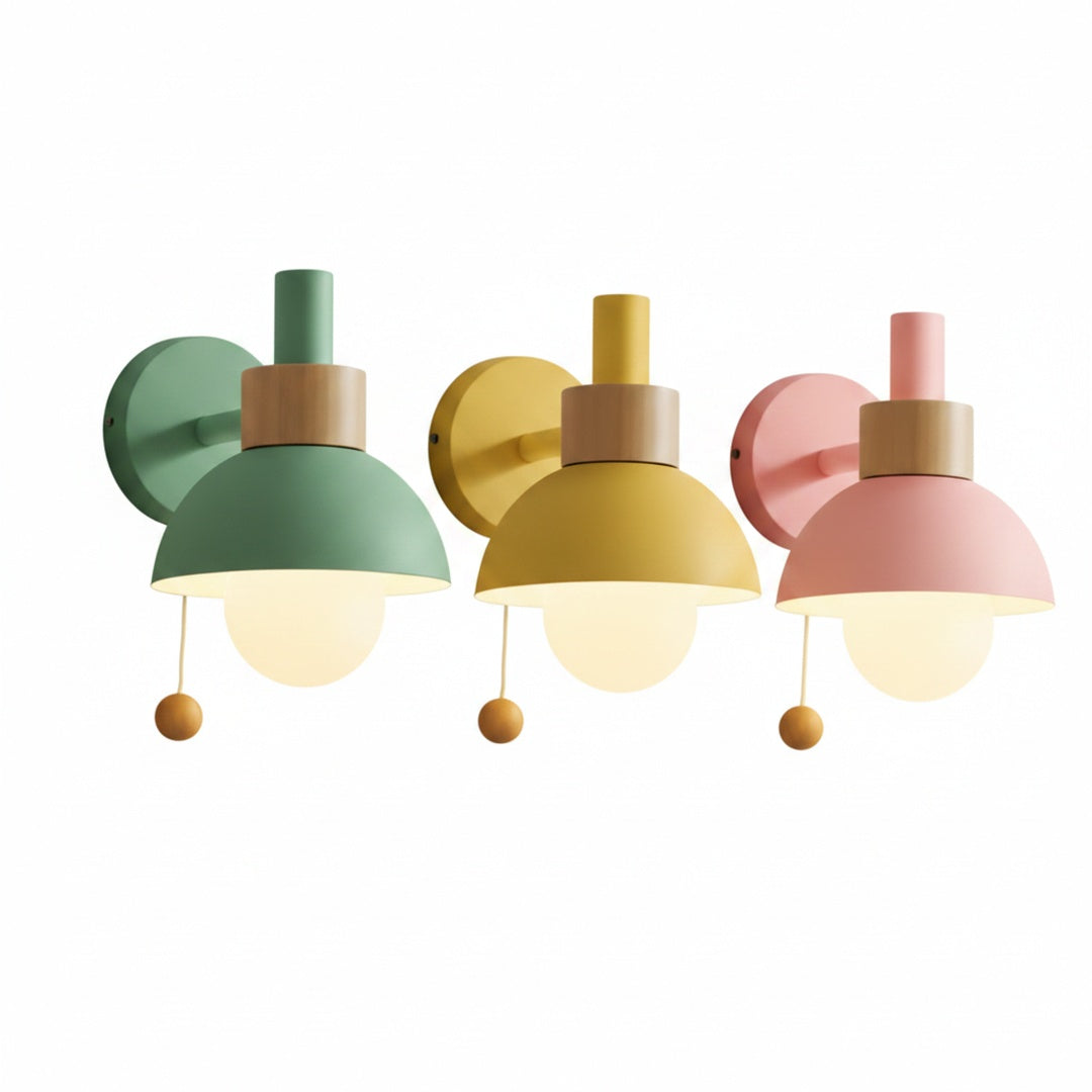 Wandlamp Scandinavisch met Koepelkap en Trekkoord Schakelaar