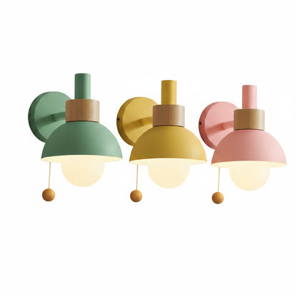 Wandlamp Scandinavisch met Koepelkap en Trekkoord Schakelaar
