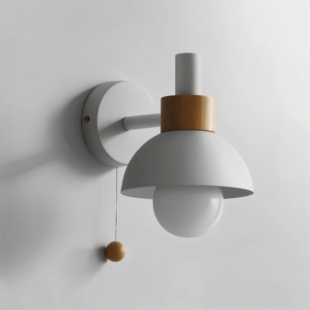 Wandlamp Scandinavisch met Koepelkap en Trekkoord Schakelaar
