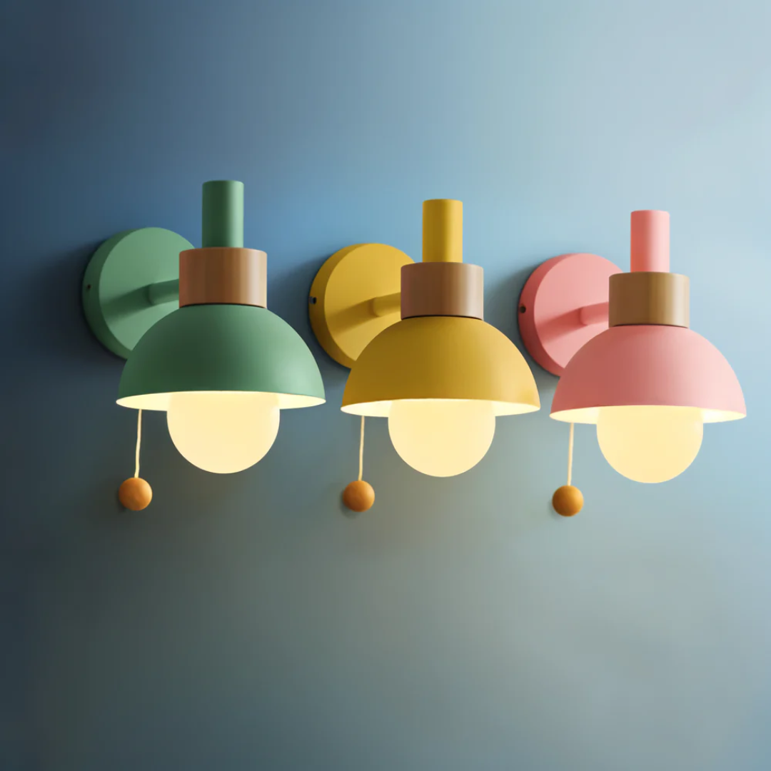 Wandlamp Scandinavisch met Koepelkap en Trekkoord Schakelaar