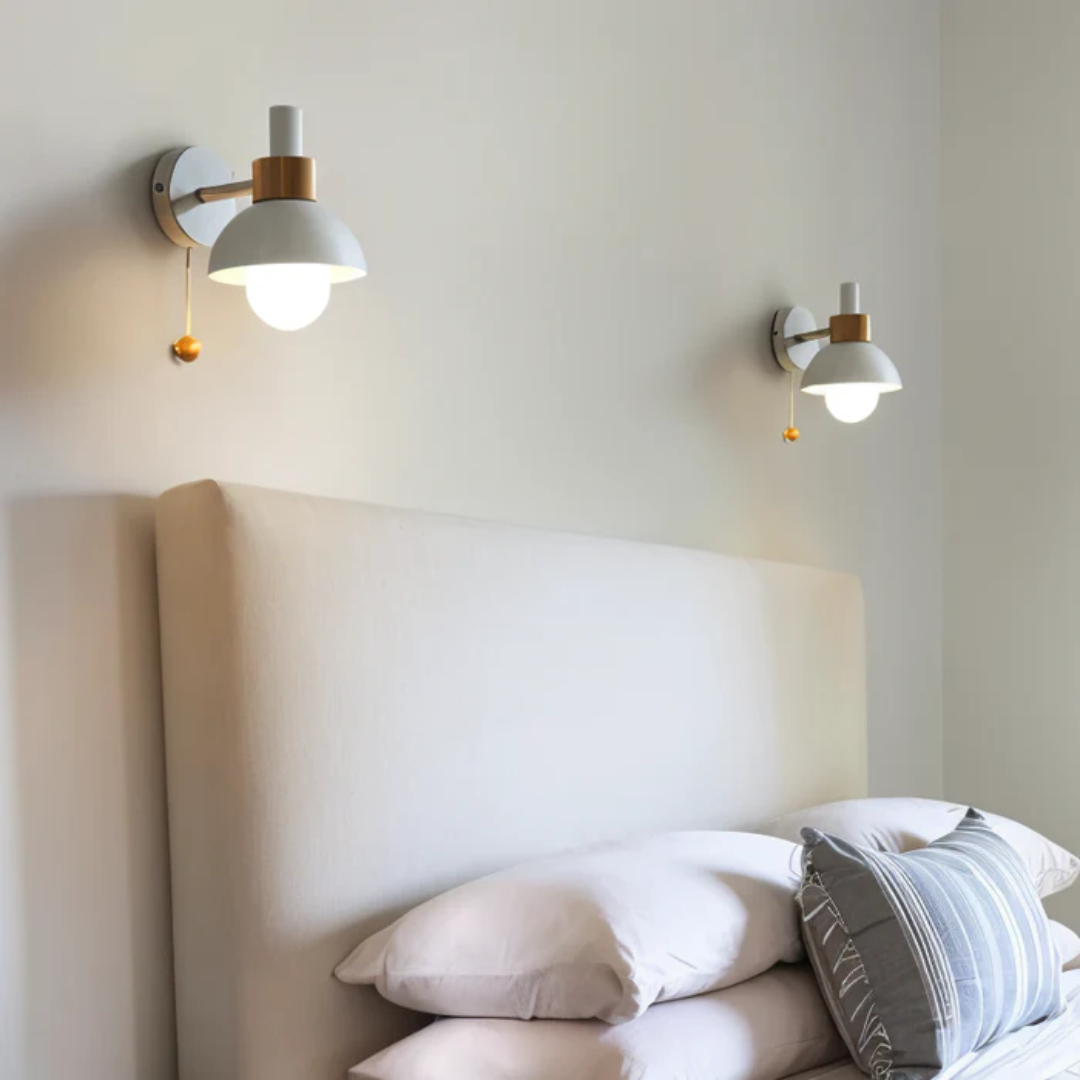 Wandlamp Scandinavisch met Koepelkap en Trekkoord Schakelaar