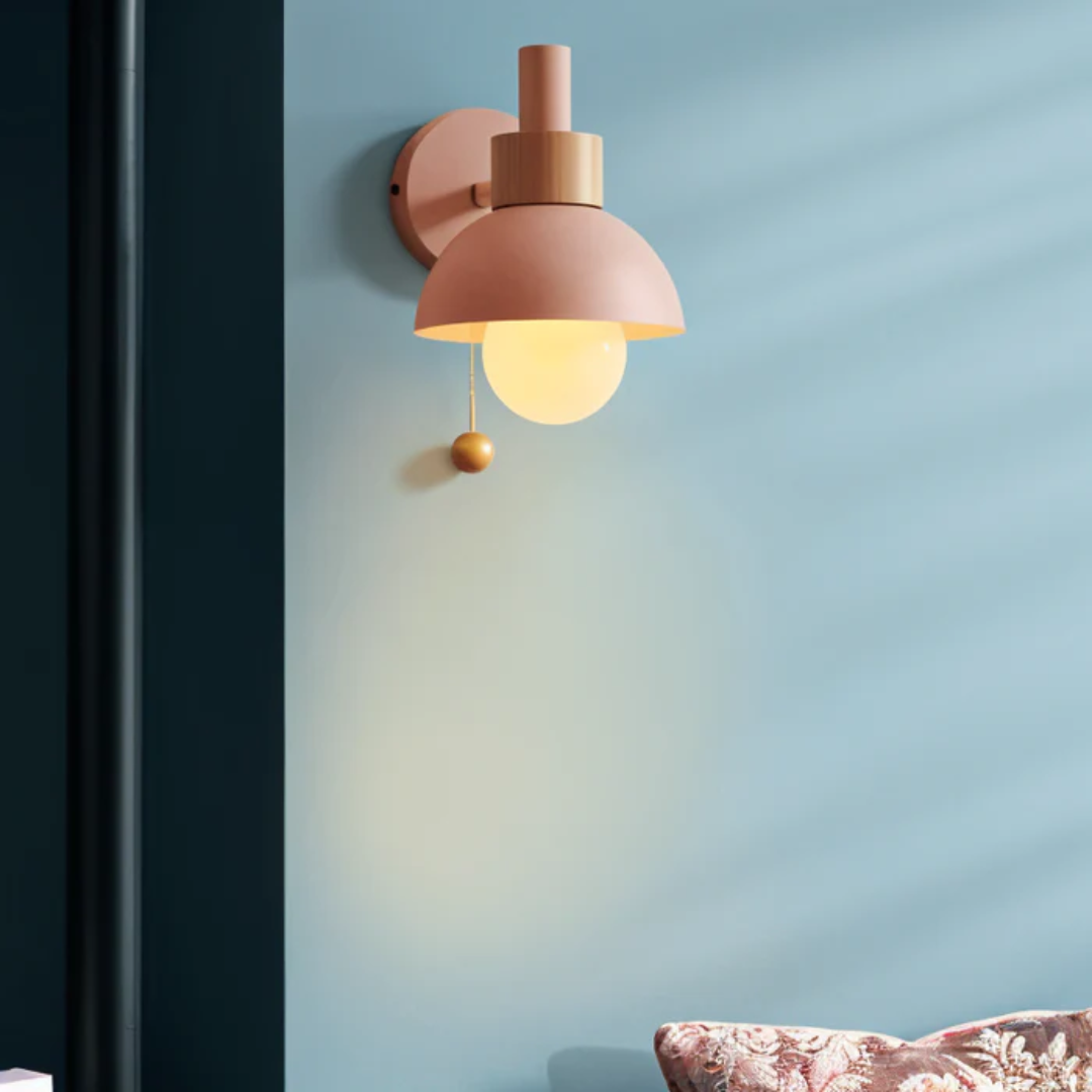 Wandlamp Scandinavisch met Koepelkap en Trekkoord Schakelaar