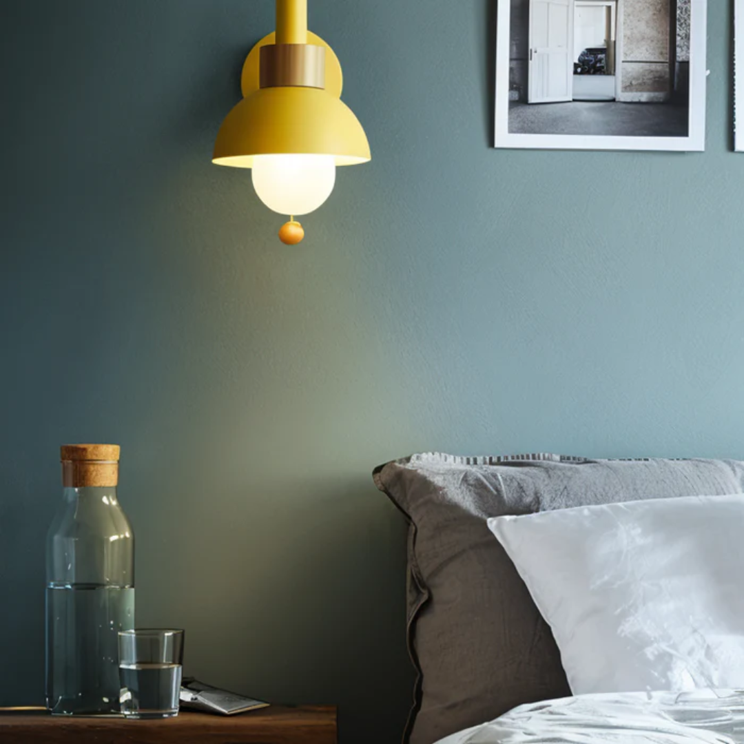 Wandlamp Scandinavisch met Koepelkap en Trekkoord Schakelaar