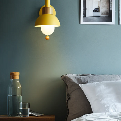 Wandlamp Scandinavisch met Koepelkap en Trekkoord Schakelaar