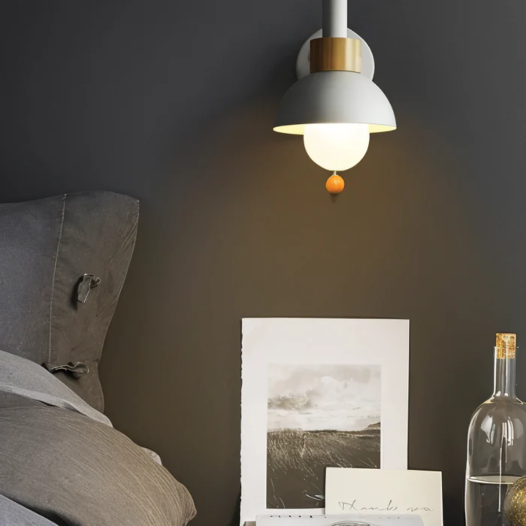 Wandlamp Scandinavisch met Koordschakelaar en Houten Detail