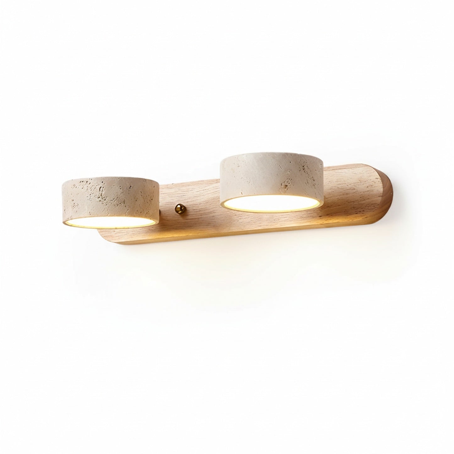 Wandlamp Scandinavisch met Natuursteen Kappen en Houten Rail