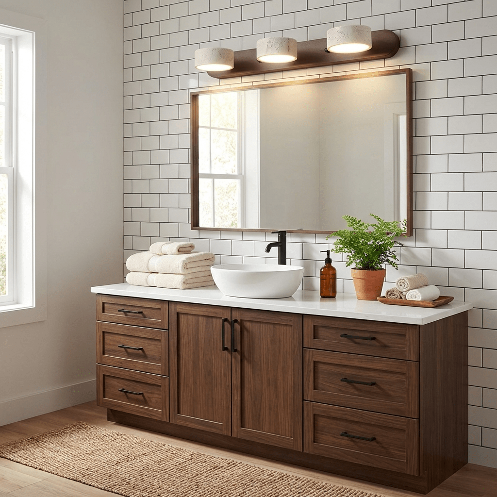 Wandlamp Scandinavisch met Natuursteen Kappen en Houten Rail