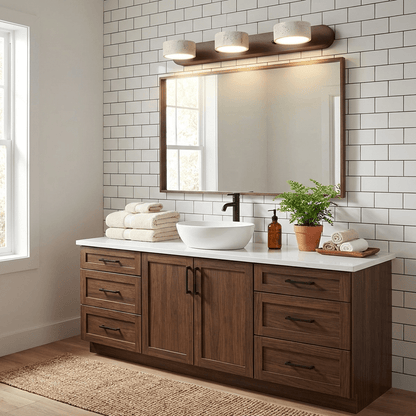 Wandlamp Scandinavisch met Natuursteen Kappen en Houten Rail