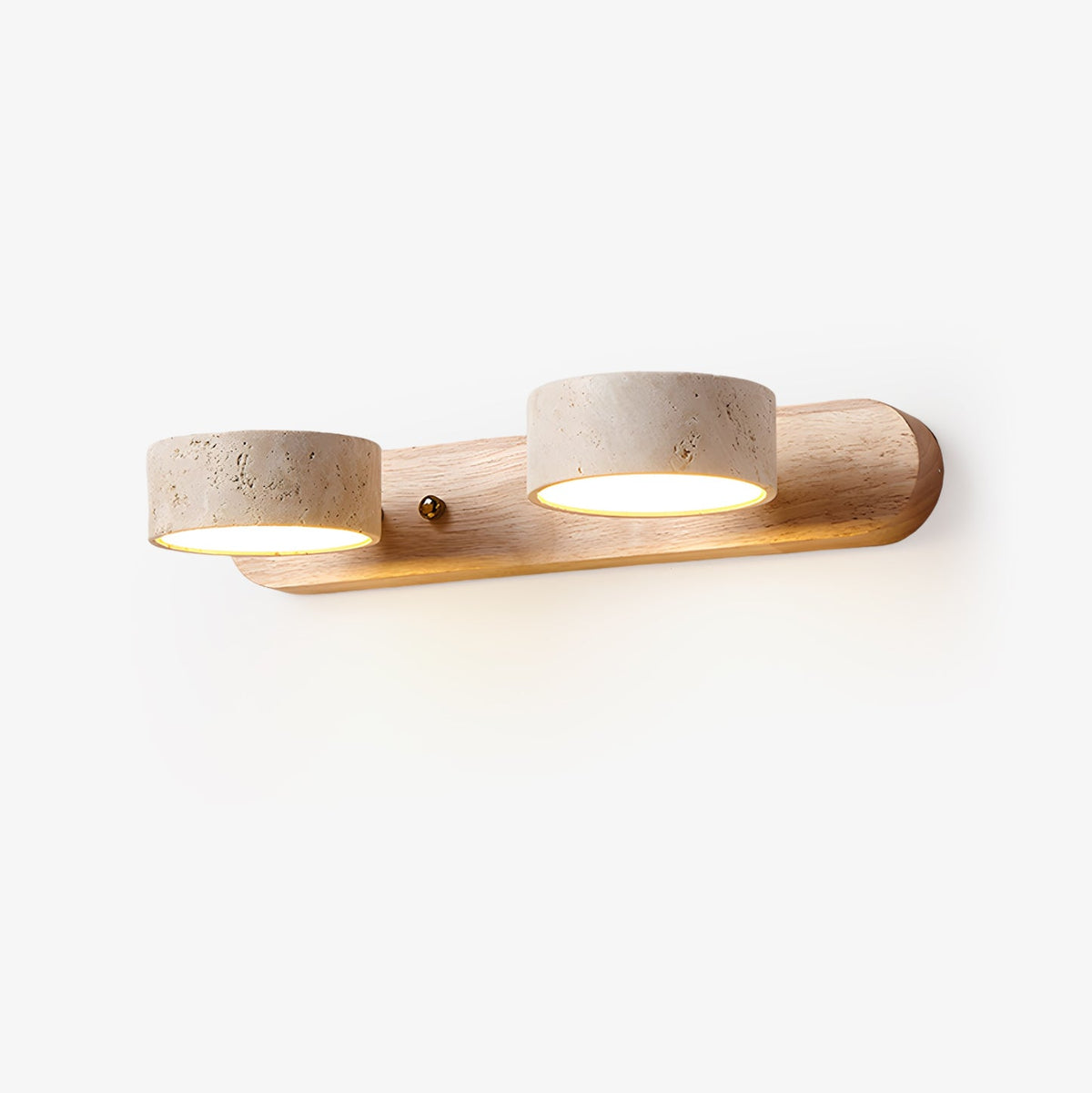 Wandlamp Scandinavisch met Natuursteen Kappen en Houten Rail