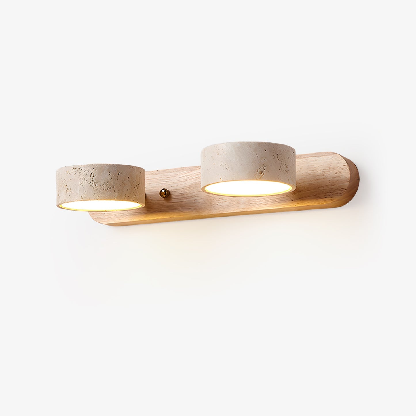 Wandlamp Scandinavisch met Natuursteen Kappen en Houten Rail
