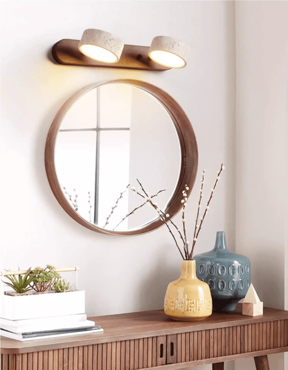Wandlamp Scandinavisch met Natuursteen Kappen en Houten Rail