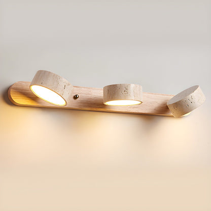 Wandlamp Scandinavisch met Natuursteen Kappen en Houten Rail