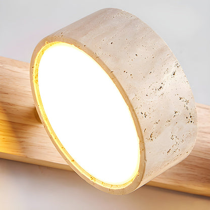 Wandlamp Scandinavisch met Natuursteen Kappen en Houten Rail