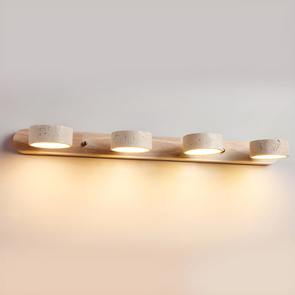 Wandlamp Scandinavisch met Natuursteen Kappen en Houten Rail