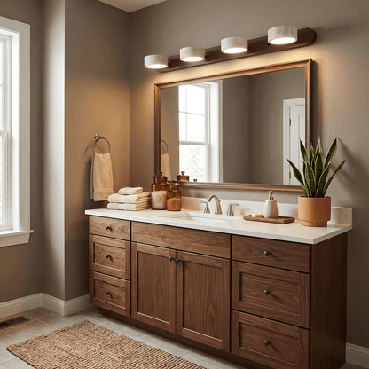 Wandlamp Scandinavisch met Natuursteen Kappen en Houten Rail