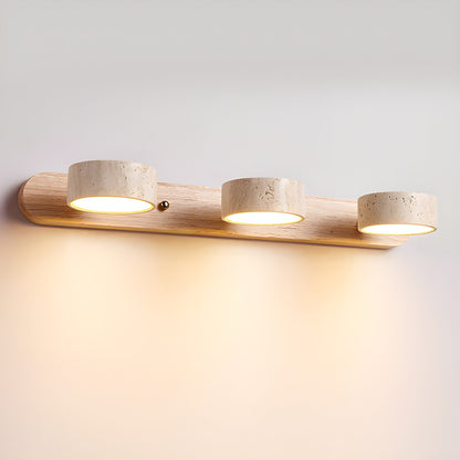Wandlamp Scandinavisch met Natuursteen Kappen en Houten Rail