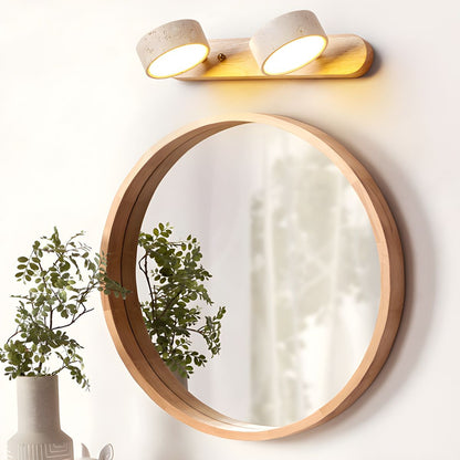 Wandlamp Scandinavisch met Natuursteen Kappen en Houten Rail