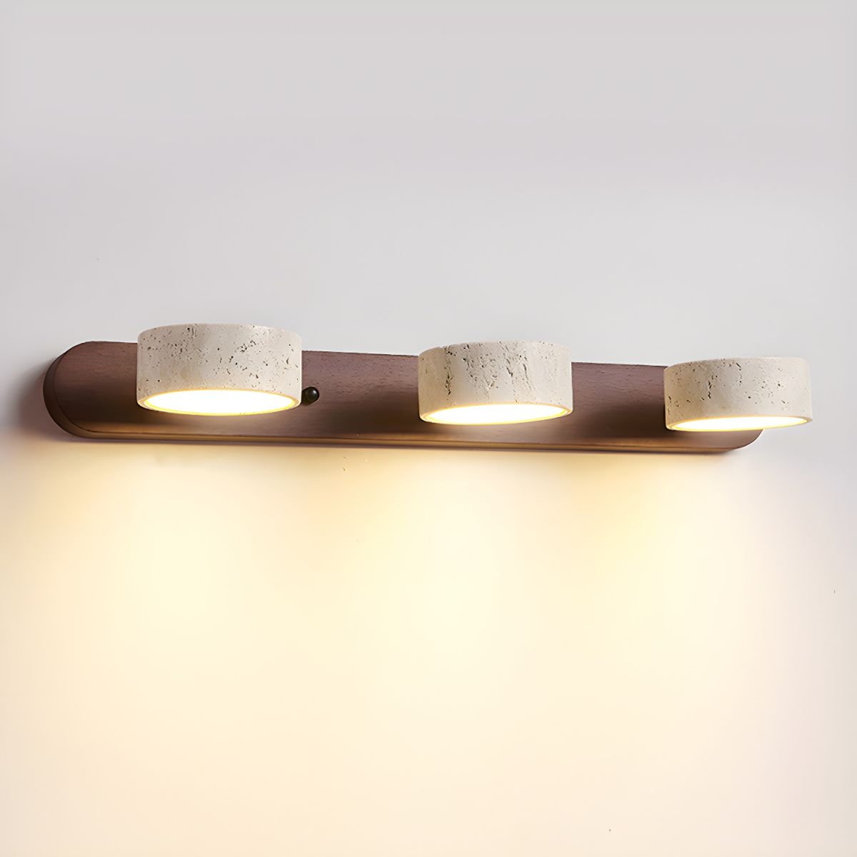 Wandlamp Scandinavisch met Natuursteen Kappen en Houten Rail