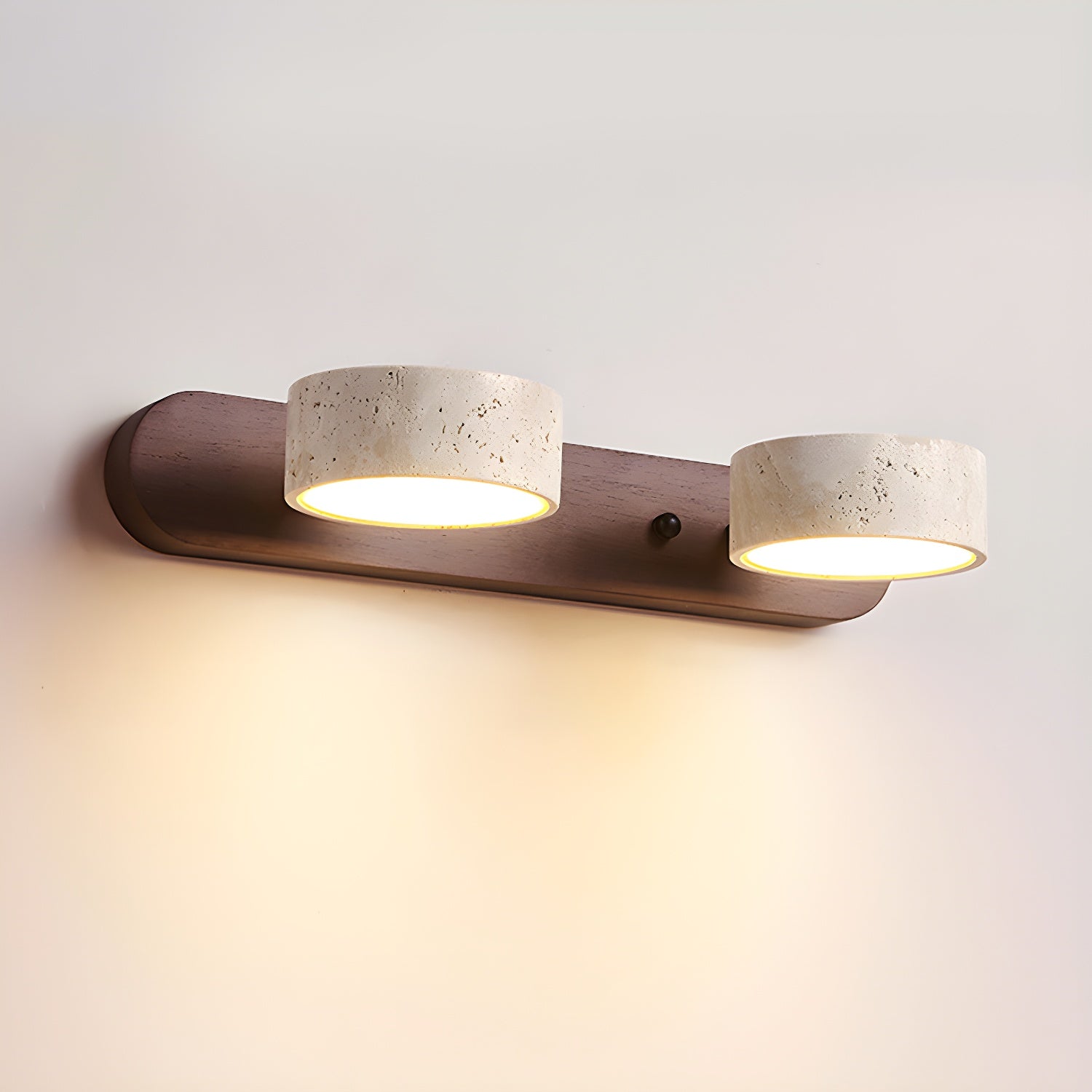Wandlamp Scandinavisch met Natuursteen Kappen en Houten Rail