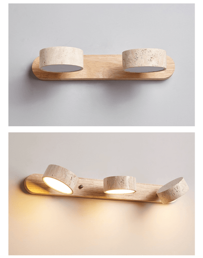 Wandlamp Scandinavisch met Natuursteen Kappen en Houten Rail