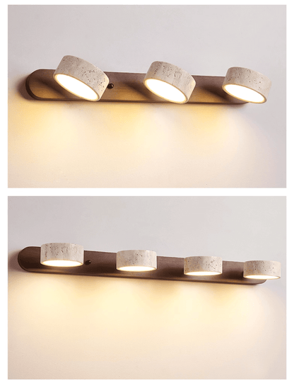 Wandlamp Scandinavisch met Natuursteen Kappen en Houten Rail