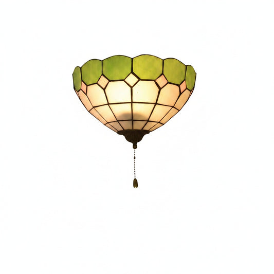 Wandlamp Tiffany Stijl met Glas-in-lood Kap en Trekschakelaar
