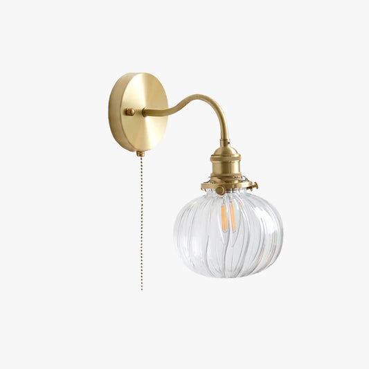 Wandlamp Vintage met Glazen Bol en Trekschakelaar
