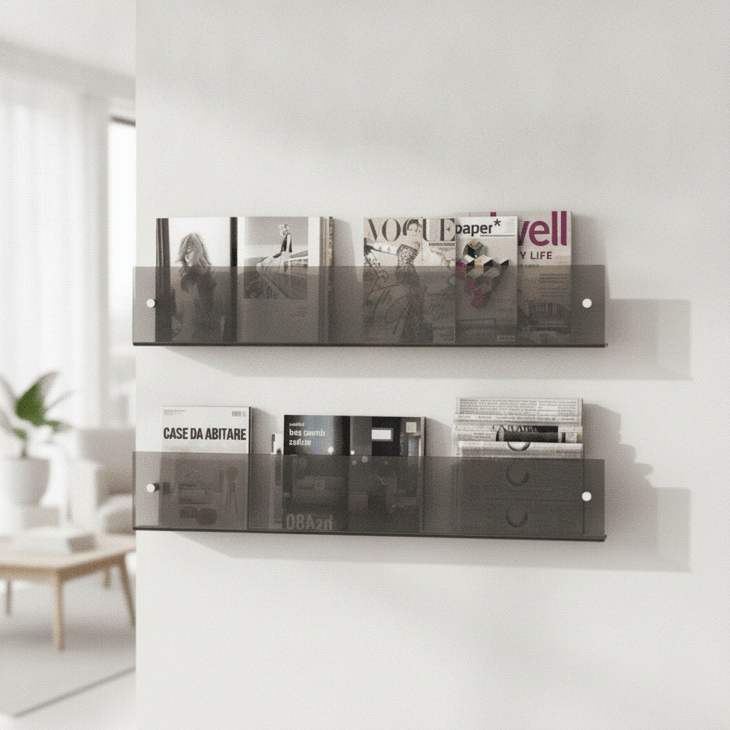 Wandplank voor Tijdschriften en Boeken met Zwevend Acryl Effect