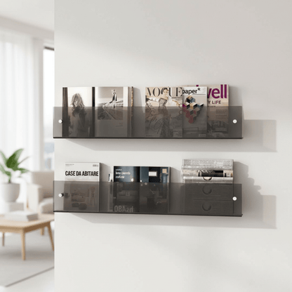 Wandplank voor Tijdschriften en Boeken met Zwevend Acryl Effect
