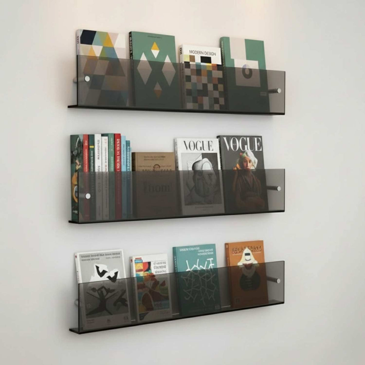 Wandplank voor Tijdschriften en Boeken met Zwevend Acryl Effect