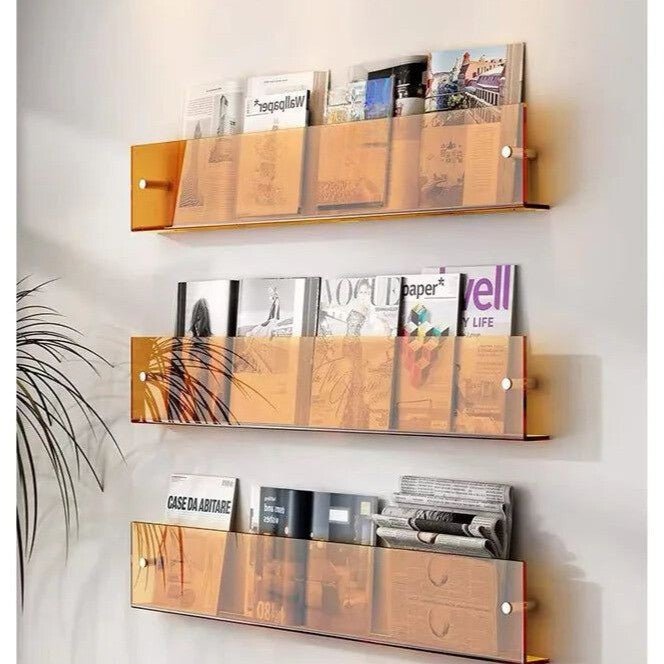 Wandplank voor Tijdschriften en Boeken met Zwevend Acryl Effect