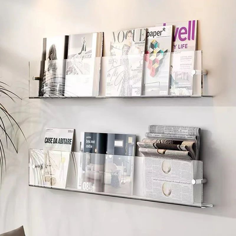 Wandplank voor Tijdschriften en Boeken met Zwevend Acryl Effect