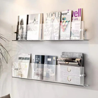 Wandplank voor Tijdschriften en Boeken met Zwevend Acryl Effect
