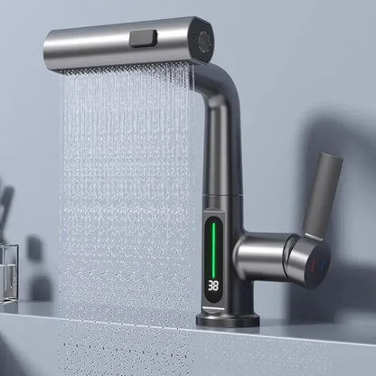 Wastafelkraan met Draaibare Uitloop en Digitaal Temperatuurscherm