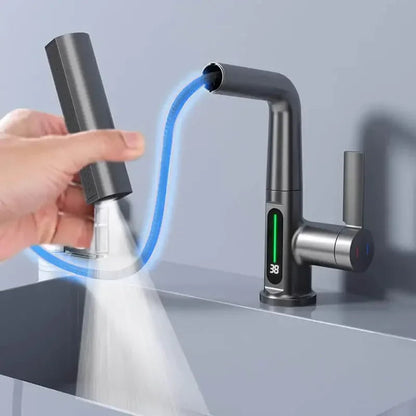Wastafelkraan met Draaibare Uitloop en Digitaal Temperatuurscherm