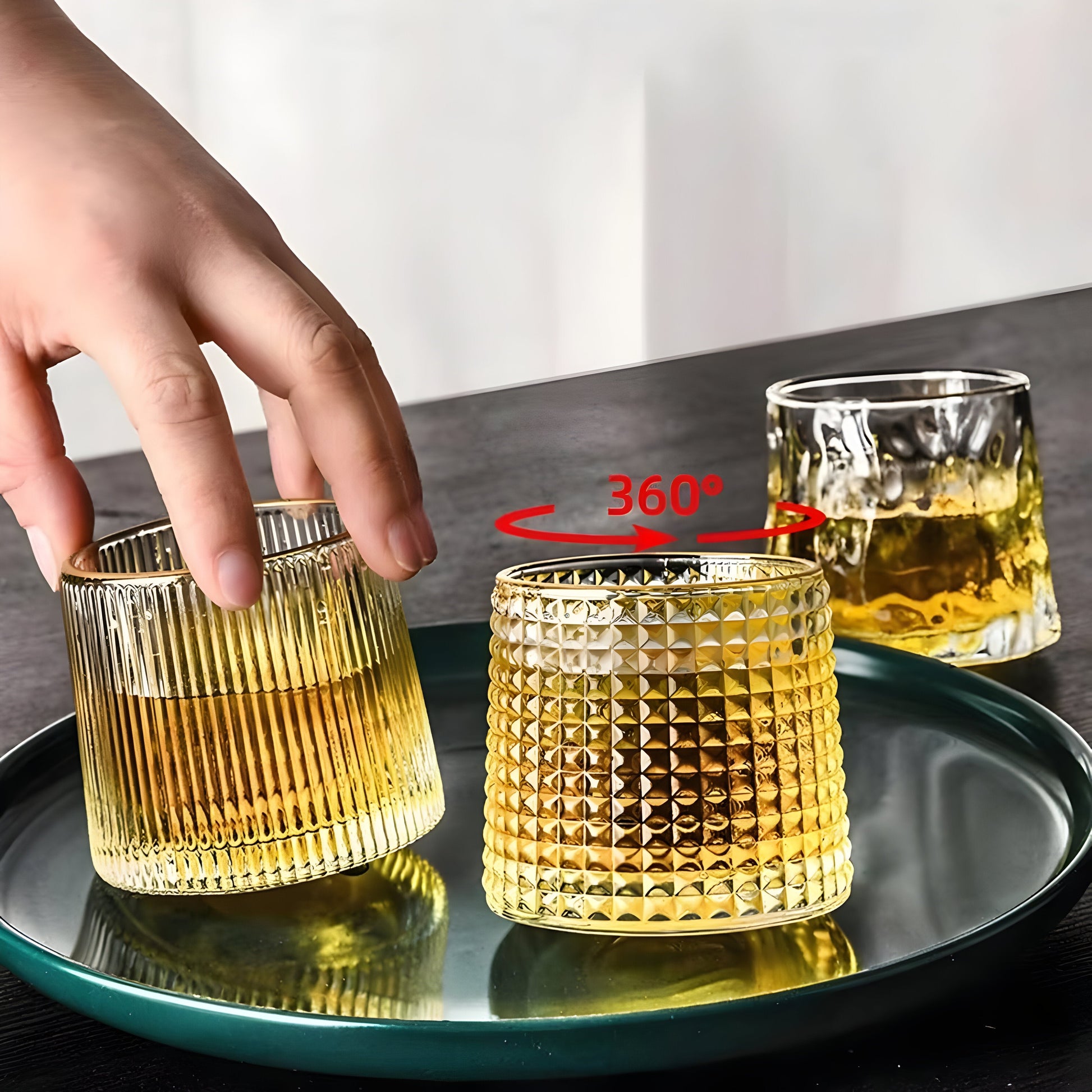 Whiskyglас met 360° Draaibaar Design en Gestructureerde Wand