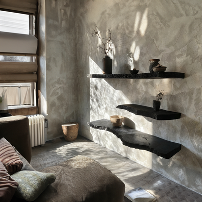 Zwevende Wandplank met Live Edge en Natuurlijke Houtrand