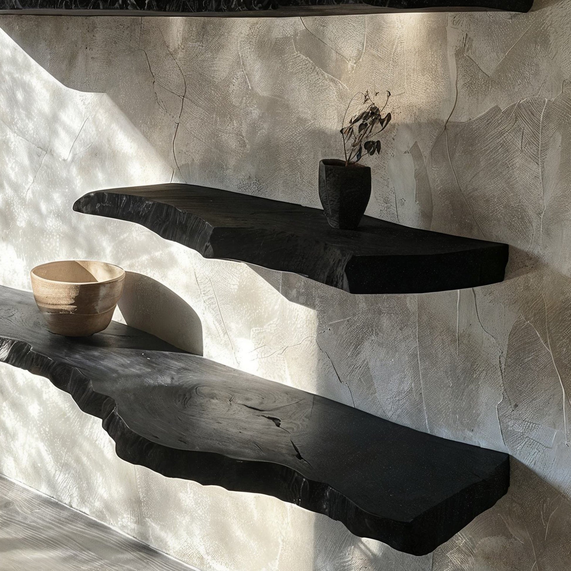 Zwevende Wandplank met Live Edge en Natuurlijke Houtrand